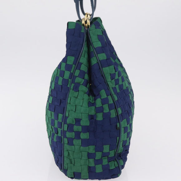 Bottega Veneta INTRECCIATO Shoulder Bag Canvas Green Gold Auth 206749