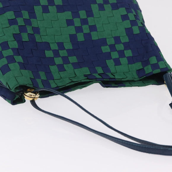 Bottega Veneta INTRECCIATO Shoulder Bag Canvas Green Gold Auth 206749
