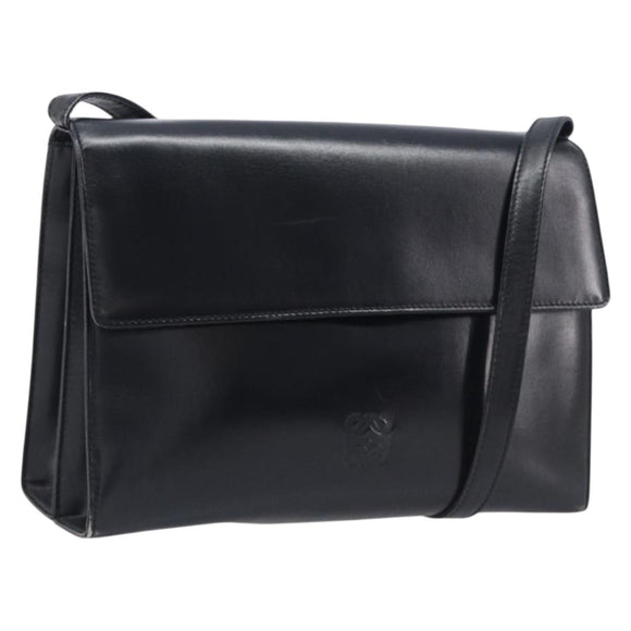 LOEWE Shoulder Bag Leather Black Gold Auth 206752