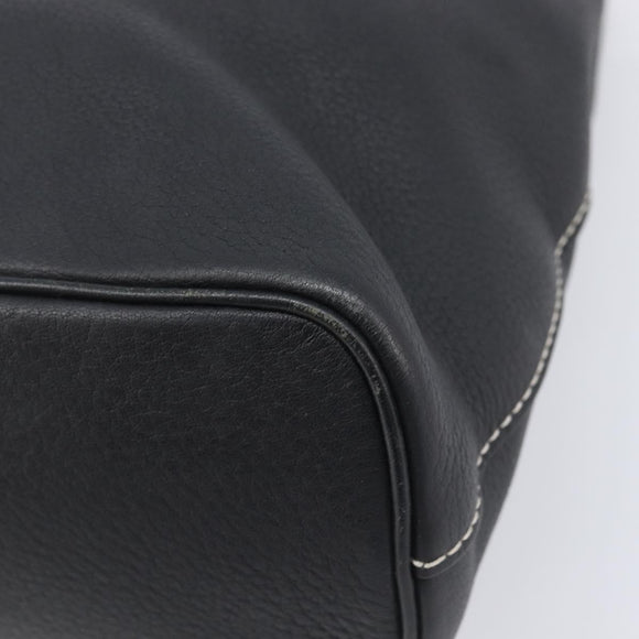 Burberrys Hand Bag Leather Black Gold Auth 206753A