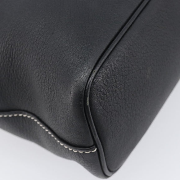 Burberrys Hand Bag Leather Black Gold Auth 206753A