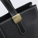 Burberrys Hand Bag Leather Black Gold Auth 206753A-13
