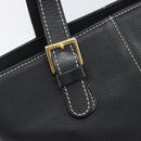 Burberrys Hand Bag Leather Black Gold Auth 206753A-14