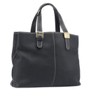 Burberrys Hand Bag Leather Black Gold Auth 206753A-1
