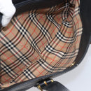 Burberrys Hand Bag Leather Black Gold Auth 206753A-20
