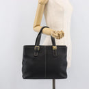 Burberrys Hand Bag Leather Black Gold Auth 206753A-21