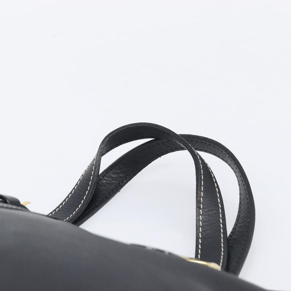 Burberrys Hand Bag Leather Black Gold Auth 206753A