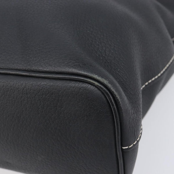 Burberrys Hand Bag Leather Black Gold Auth 206753A