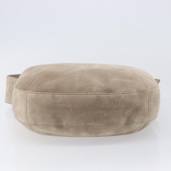 Cartier Trinity Shoulder Bag Suede Beige Gold Silver Auth 206754V