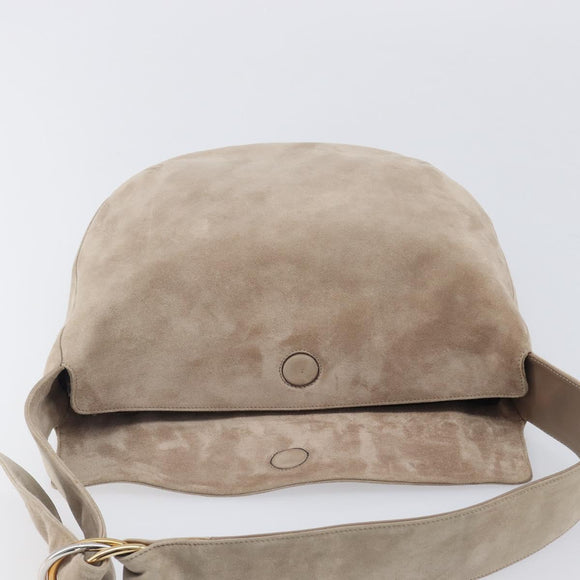 Cartier Trinity Shoulder Bag Suede Beige Gold Silver Auth 206754V