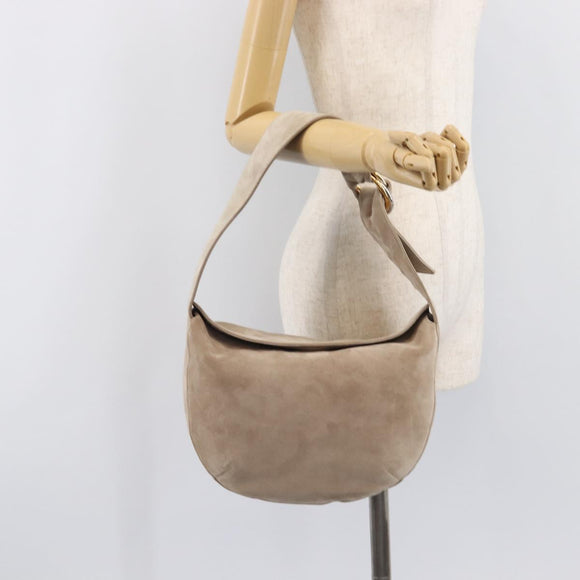 Cartier Trinity Shoulder Bag Suede Beige Gold Silver Auth 206754V