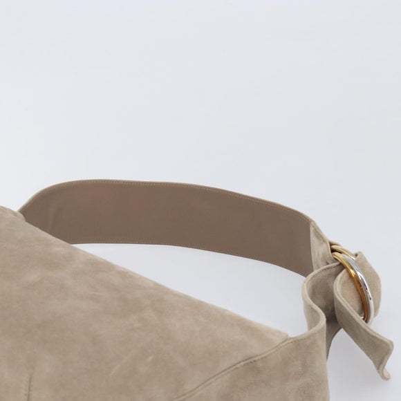 Cartier Trinity Shoulder Bag Suede Beige Gold Silver Auth 206754V