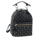 Valentino Rock Studs Backpack Leather Black Gold Auth 206755V-1