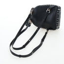 Valentino Rock Studs Backpack Leather Black Gold Auth 206755V-10