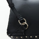 Valentino Rock Studs Backpack Leather Black Gold Auth 206755V-17