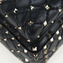 Valentino Rock Studs Backpack Leather Black Gold Auth 206755V-18