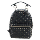 Valentino Rock Studs Backpack Leather Black Gold Auth 206755V-13