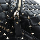 Valentino Rock Studs Backpack Leather Black Gold Auth 206755V-22