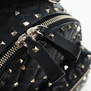 Valentino Rock Studs Backpack Leather Black Gold Auth 206755V-24