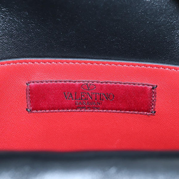Valentino Rock Studs Backpack Leather Black Gold Auth 206755V