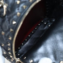 Valentino Rock Studs Backpack Leather Black Gold Auth 206755V-11