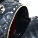 Valentino Rock Studs Backpack Leather Black Gold Auth 206755V-26