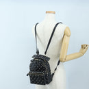 Valentino Rock Studs Backpack Leather Black Gold Auth 206755V-29