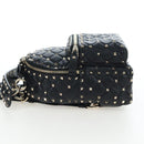 Valentino Rock Studs Backpack Leather Black Gold Auth 206755V-3
