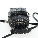 Valentino Rock Studs Backpack Leather Black Gold Auth 206755V-6