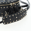 Valentino Rock Studs Backpack Leather Black Gold Auth 206755V-7