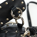 Valentino Rock Studs Backpack Leather Black Gold Auth 206755V-9