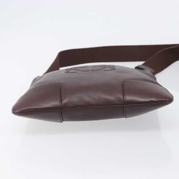 LOEWE Shoulder Bag Leather Brown Silver Auth 206761A