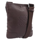LOEWE Shoulder Bag Leather Brown Silver Auth 206761A-1