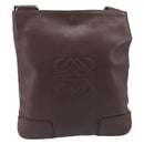 LOEWE Shoulder Bag Leather Brown Silver Auth 206761A-13