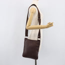 LOEWE Shoulder Bag Leather Brown Silver Auth 206761A-22