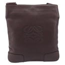 LOEWE Shoulder Bag Leather Brown Silver Auth 206761A-2