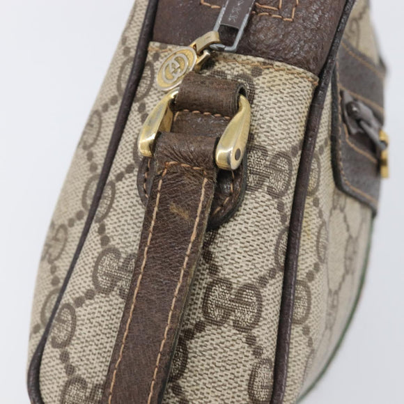 GUCCI GG Supreme Web Sherry Line Bag PVC Beige Gold 51 01 3552 Auth 206765