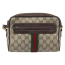GUCCI GG Supreme Web Sherry Line Bag PVC Beige Gold 51 01 3552 Auth 206765-13