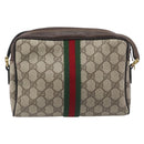 GUCCI GG Supreme Web Sherry Line Bag PVC Beige Gold 51 01 3552 Auth 206765-2