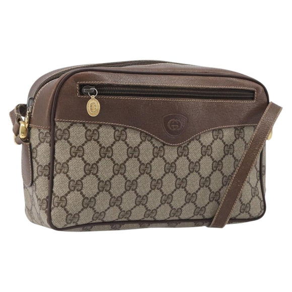 GUCCI GG Supreme Shoulder Bag PVC Beige Gold Auth 206766