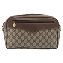 GUCCI GG Supreme Shoulder Bag PVC Beige Gold Auth 206766-13
