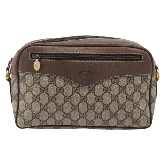 GUCCI GG Supreme Shoulder Bag PVC Beige Gold Auth 206766