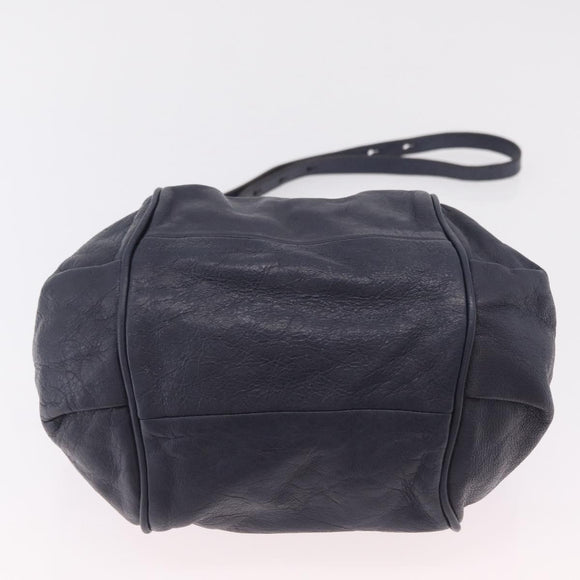 Chloe Etel Hand Bag Leather 2way Navy Gold Auth 206768
