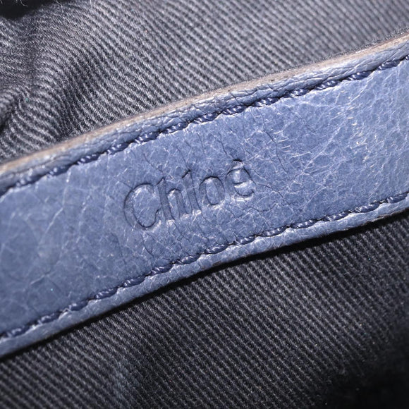 Chloe Etel Hand Bag Leather 2way Navy Gold Auth 206768