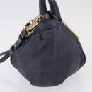 Chloe Etel Hand Bag Leather 2way Navy Gold Auth 206768-4
