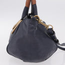 Chloe Etel Hand Bag Leather 2way Navy Gold Auth 206768-5