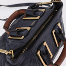 Chloe Etel Hand Bag Leather 2way Navy Gold Auth 206768-6