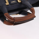 Chloe Etel Hand Bag Leather 2way Navy Gold Auth 206768-7