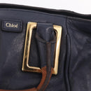 Chloe Etel Hand Bag Leather 2way Navy Gold Auth 206768-9