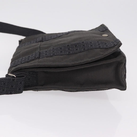 HERMES Her Line Bassus PM Shoulder Bag Canvas Gray Silver Auth 206771A